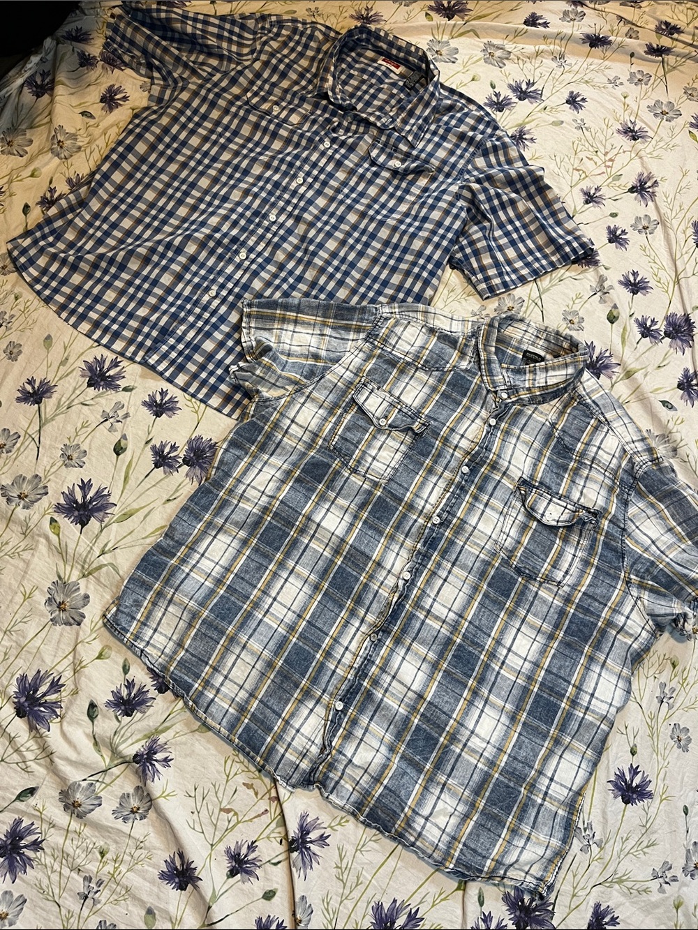 Buffalo David Bitton Blue and White Plaid Short-Sleeve Button-Down Shirt